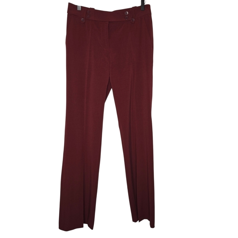 Vertigo Paris Womens Burgundy Mid Rise Flare Leg Trouser Pants Size 4